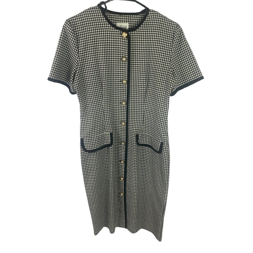 Leslie Fay Black and White Houndstooth Mini Dress